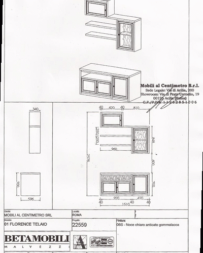 pareti attrezzate e librerie su misura 20m